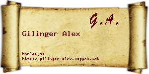 Gilinger Alex névjegykártya